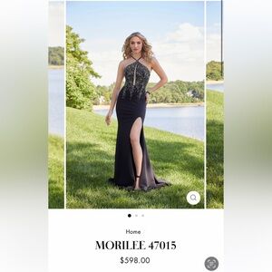 Morilee Black Halter Prom Dress